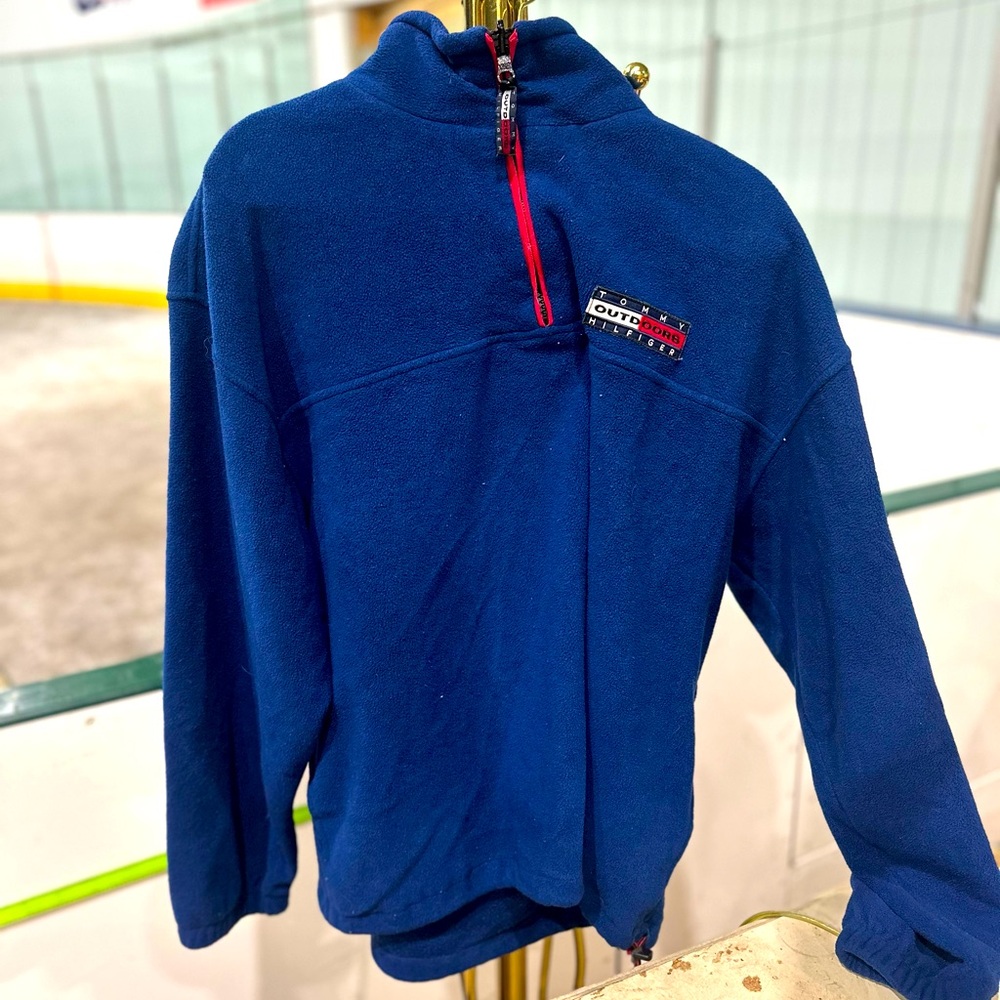 Vintage 90s Tommy Hilfiger outdoors blue quarter zip fleece jacket. Size XL.